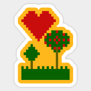 Hearts and Trees Nature Pixels Sticker